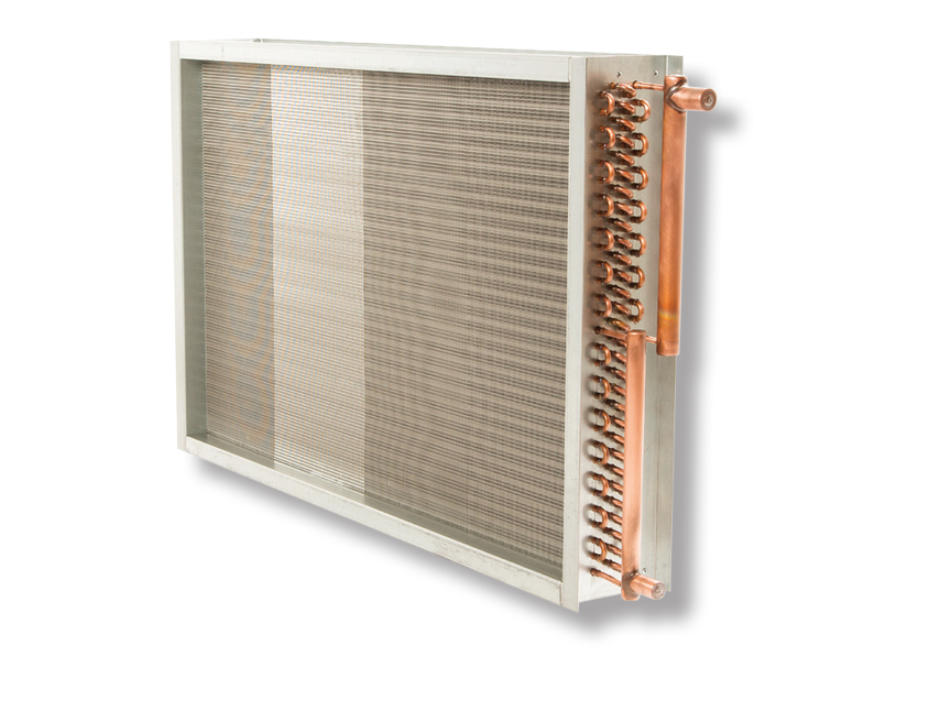 Condensing coil with copper tube circuit and aluminum fin pack