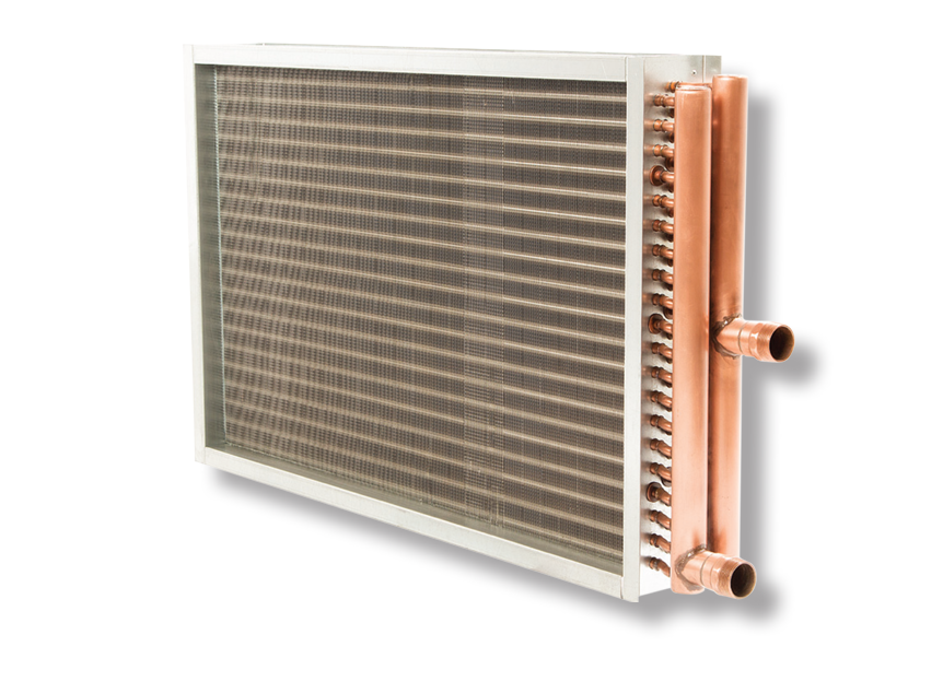 Standard steam coil with copper tube headers and aluminum fins
